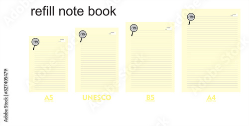 A5, A4, B5 size notebook design with a gray, cream background with eye ornaments. vector a set