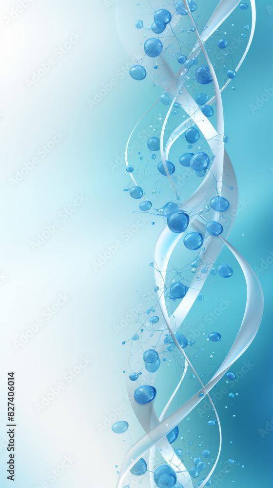 Modern medical wallpaper featuring abstract DNA strands, molecules, and cells, in soothing blue and white tones, perfect for healthcare environments and digital applications Modern medical wallpaper featuring abstract DNA strands, molecules, and cells, in soothing blue and white tones, perfect for healthcare environments and digital applications