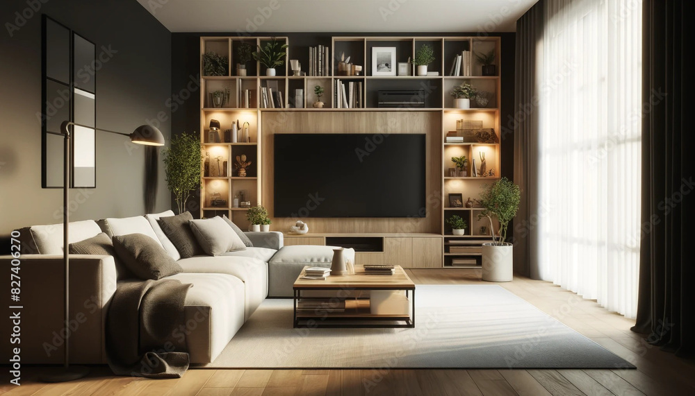 Fototapeta premium 様々なインテリアで装飾したリビング