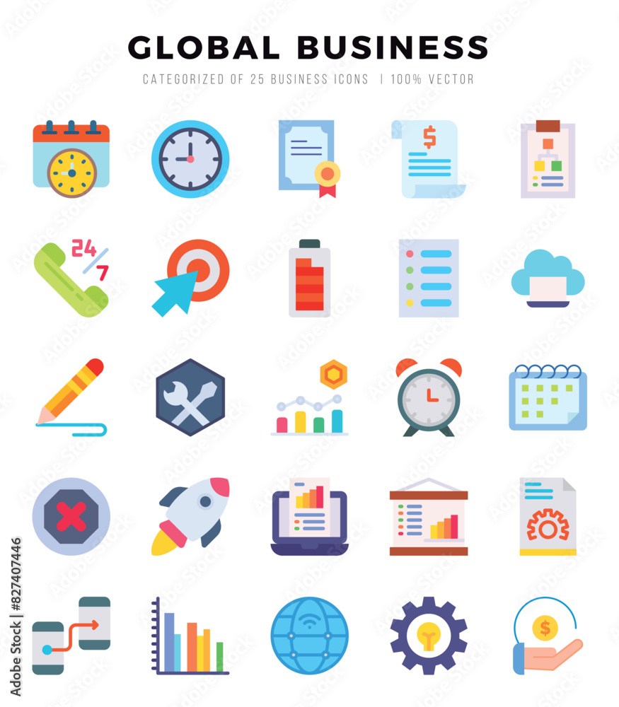 Simple Set of Global Business Related Vector Flat Icons. Simple Set of Global Business Related Vector Flat Icons.