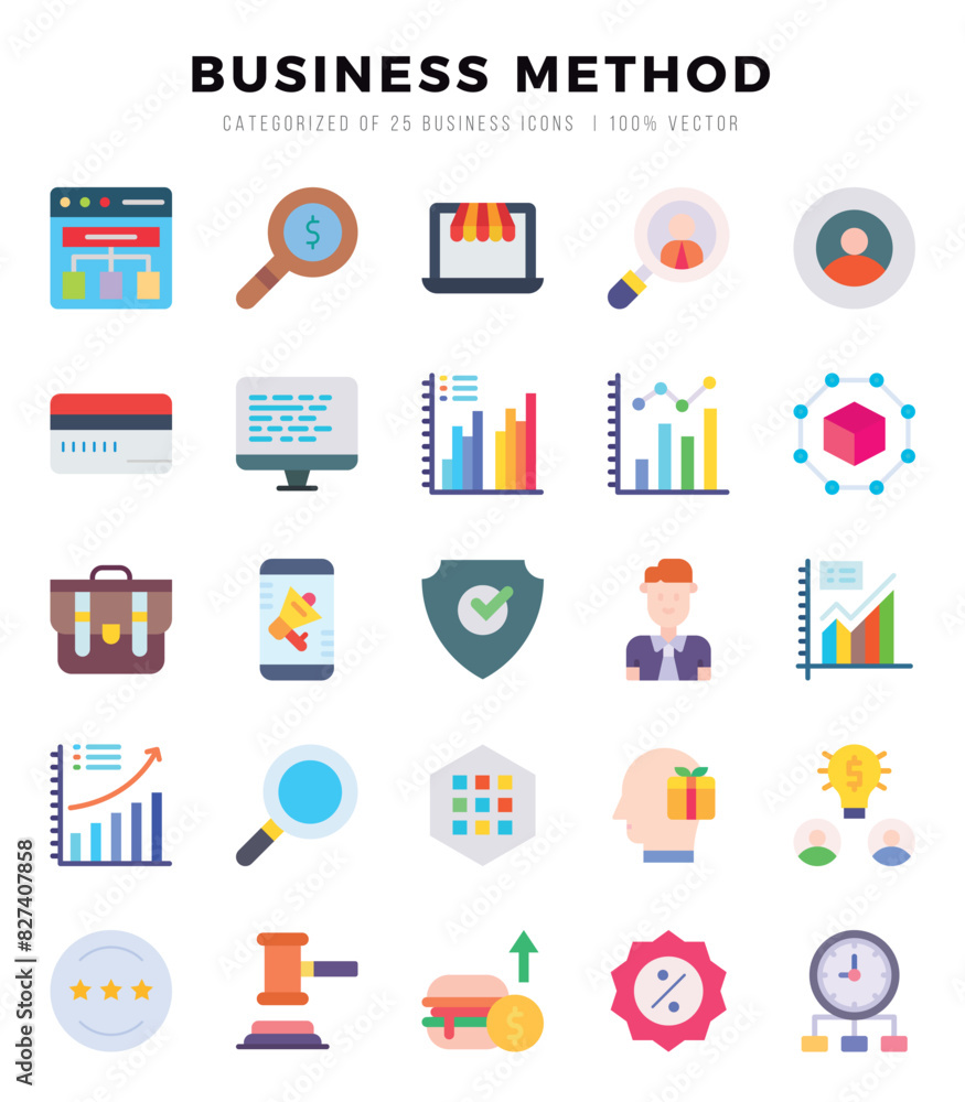 Business Method Flat icons. Vector Flat illustration. Business Method Flat icons. Vector Flat illustration.