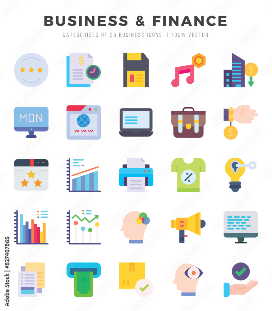 Set of Business & Finance Icons Flat icons collection. Set of Business & Finance Icons Flat icons collection.