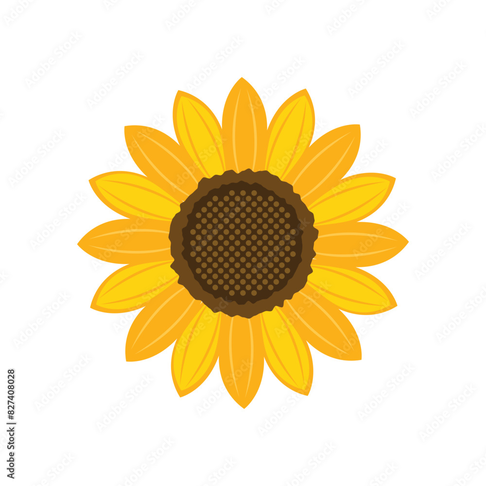 Fototapeta premium Sunflower icon in flat style. Flora vector illustration on isolated background. Sunflower sign business concept.