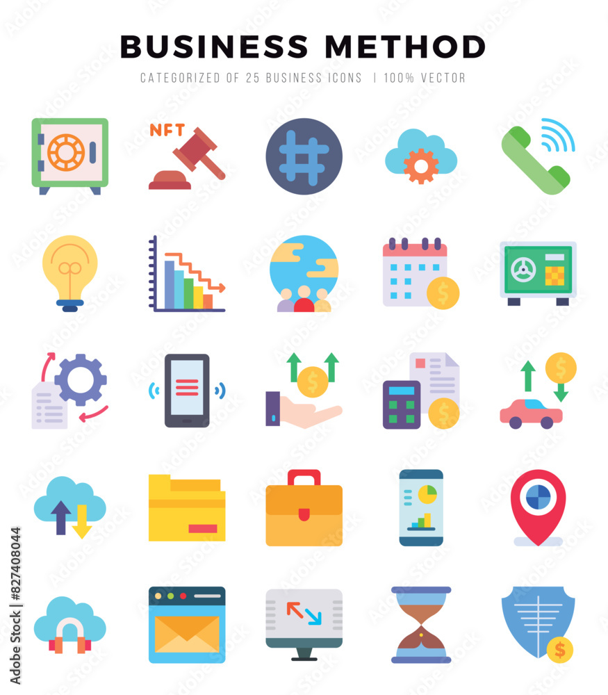 Business Method. Flat icons Pack. vector illustration. Business Method. Flat icons Pack. vector illustration.