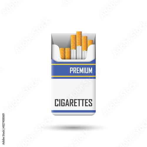 Packet of cigarettes icon in flat style. Smoking vector illustration on isolated background. Tobacco box sign business concept.