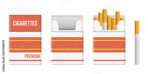 Packet of cigarettes icon in flat style. Smoking vector illustration on isolated background. Tobacco box sign business concept.