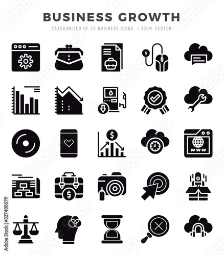 Business Growth icon pack for your website. mobile. presentation. and logo design.