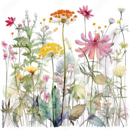 Wallpaper Mural Watercolor illustration beautiful garden and plants. Torontodigital.ca