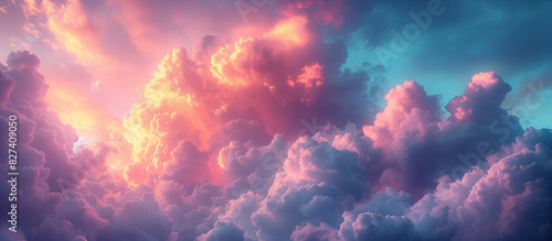 pink clouds on blue sky © Irina