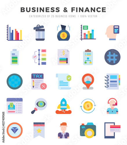 Business & Finance Icons bundle. Flat style Icons. Vector illustration.