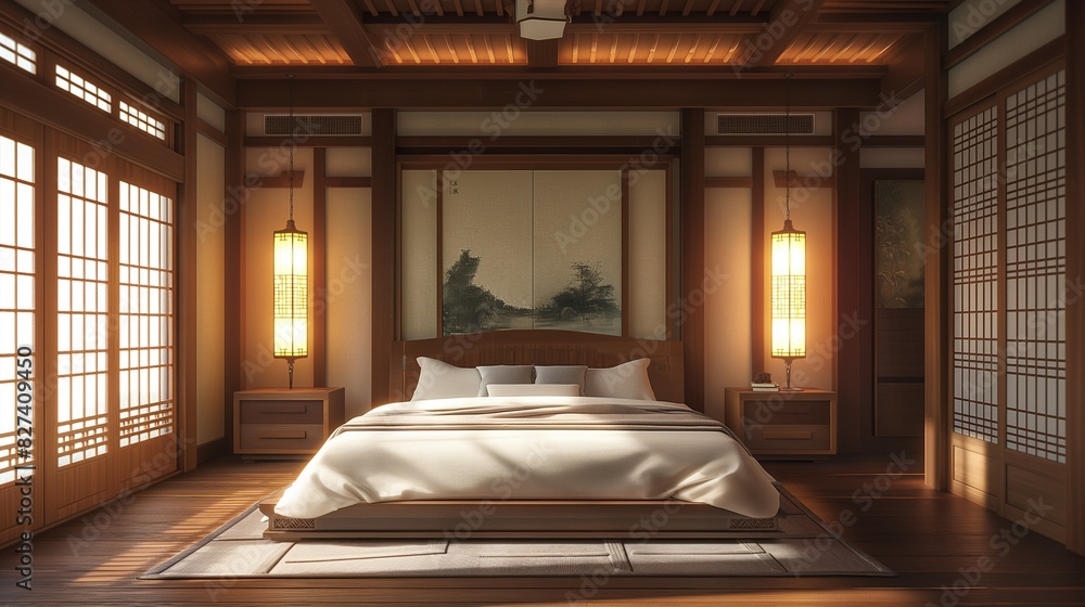 Modern bedroom hanok apartment interior Modern bedroom hanok apartment interior