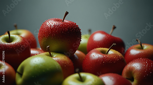 fake plastic apples, synthetically engineered in labs rather than grown from nature's seeds background illustration. - generative AI 