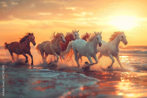 Herd of Horses at Gorkhi-Terelj National Park at Ulaanbaatar, Mongolia. Winter Jan 25 2019. . Beautiful simple AI generated image in 4K, unique.