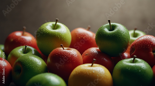 fake plastic apples, synthetically engineered in labs rather than grown from nature's seeds background illustration. - generative AI 