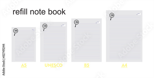 A5, A4, B5 size notebook design with a gray, cream background with eye ornaments. vector a set