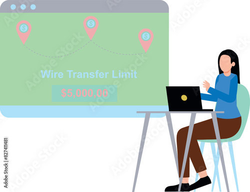 Girl transferring money through wire transfer limit.