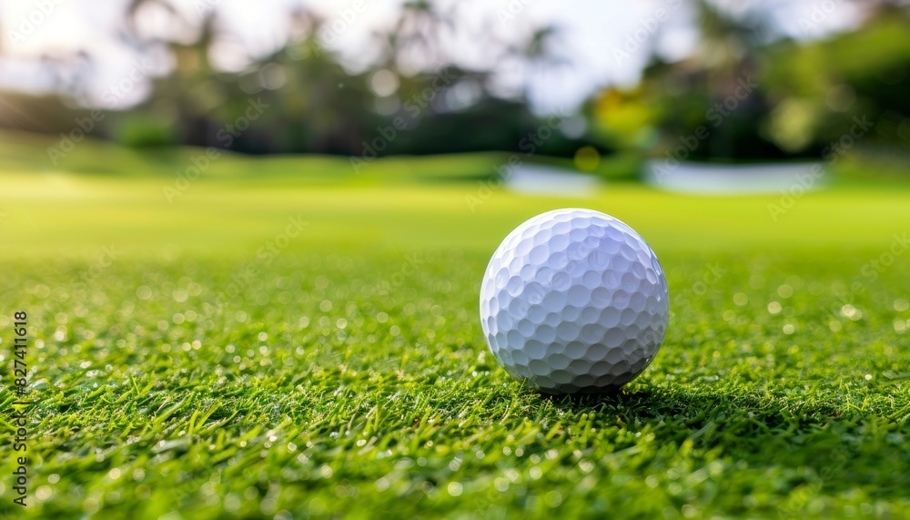 Golf ball on tee capturing stillness before action in summer olympic games sport Golf ball on tee capturing stillness before action in summer olympic games sport