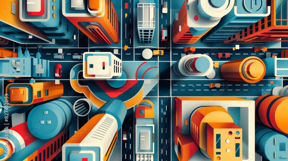 Title: Futuristic Cityscape with High-Tech Infrastructure and Vibrant Colors Title: Futuristic Cityscape with High-Tech Infrastructure and Vibrant Colors