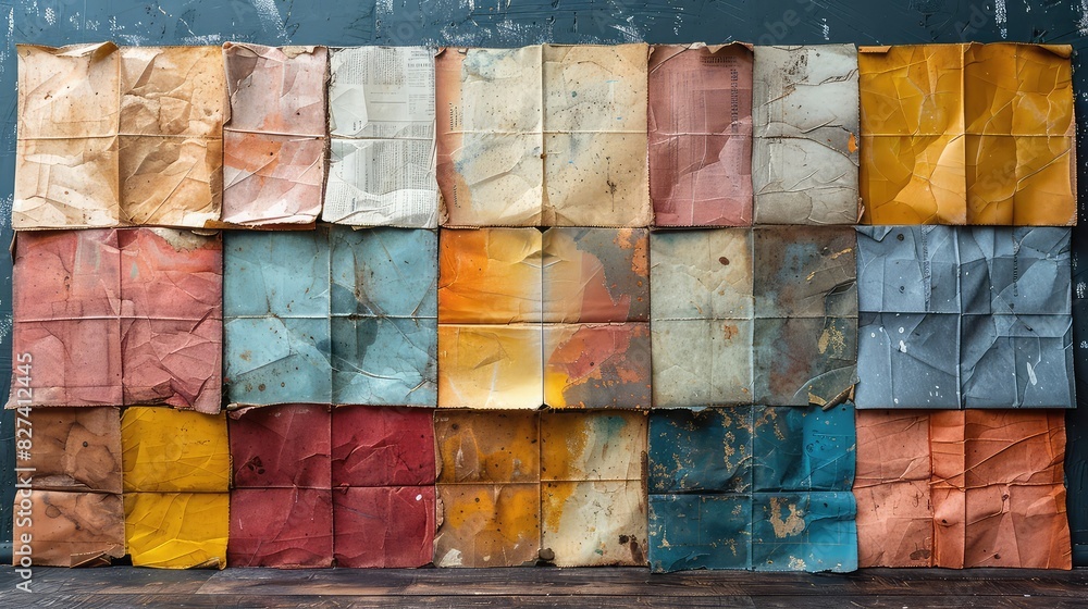 Creative Collage of Newspaper Pages in Various Colors and Textures, Serving as a Vintage Background with Copy Space Creative Collage of Newspaper Pages in Various Colors and Textures, Serving as a Vintage Background with Copy Space