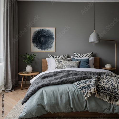 Bedroom interior design in Nordic style 