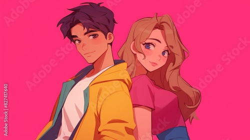 Cartoon characters designed as a teenage boy and girl
