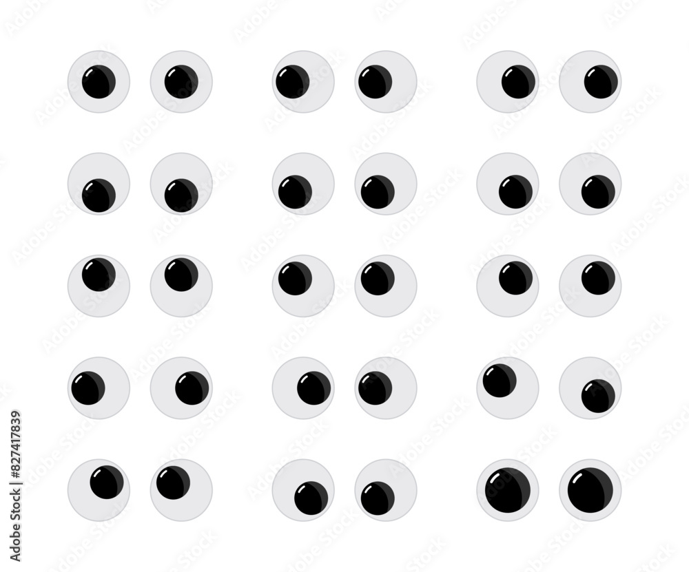 Googly eyes. Wobbly animated puppet Toy eyes set. Eyeball emotions Googly eyes. Wobbly animated puppet Toy eyes set. Eyeball emotions