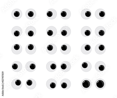 Googly eyes. Wobbly animated puppet Toy eyes set. Eyeball emotions