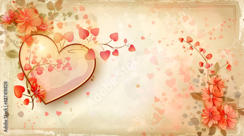 A background for a love greeting card with hearts Sentimental Emotion Romantic with peach background
 photo