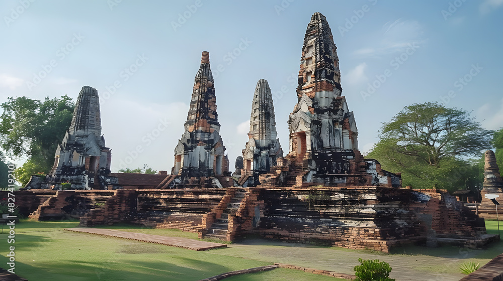 Pagoda at Wat Chaiwatthanaram temple is one of the famous temple in Ayutthaya, Thailand. Pagoda at Wat Chaiwatthanaram temple is one of the famous temple in Ayutthaya, Thailand.