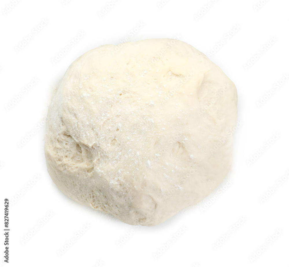Fresh raw homemade dough isolated on white, top view Fresh raw homemade dough isolated on white, top view