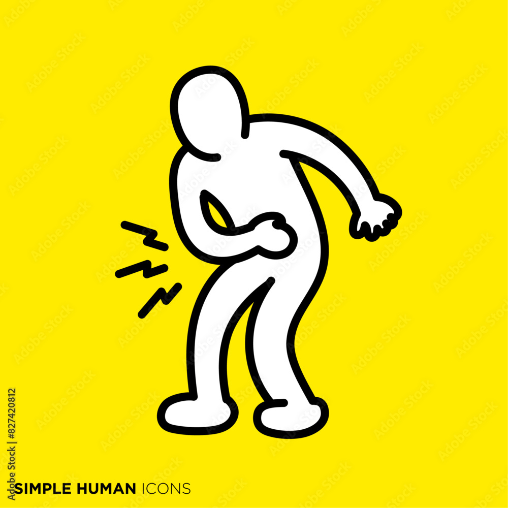 Fototapeta premium シンプルな人間のアイコンシリーズ,腹痛に襲われる人