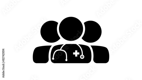 group of doctors, black isolated silhouette