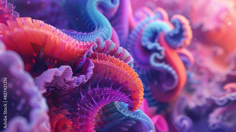 Naklejka premium A captivating 3D abstract visualization with a multicolor palette.