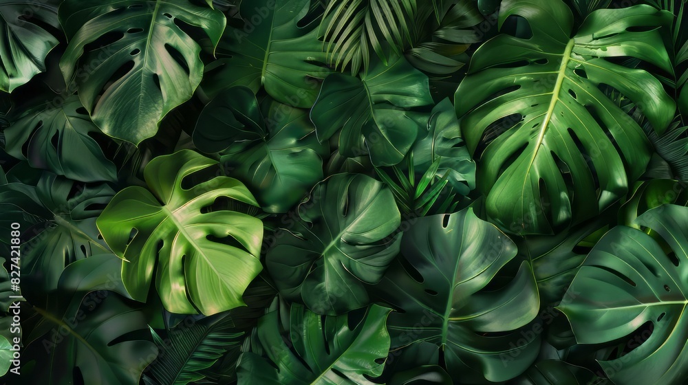 Tropical green leaves background Tropical green leaves background