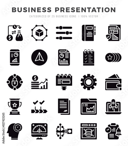 Business Presentation icon pack for your website. mobile. presentation. and logo design.