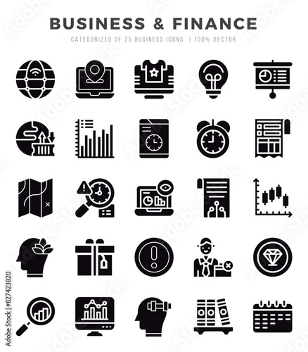 Business & Finance icons set. Vector illustration.
