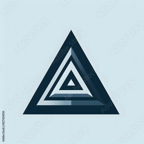 AI Generate of Logo Concept Design Vector Icon of Geometric Shape Triangle Pyramid in Random Color and Pattern, Triangle, Segitiga, Pyramid, Triangle 3D, with Light Blue Background photo