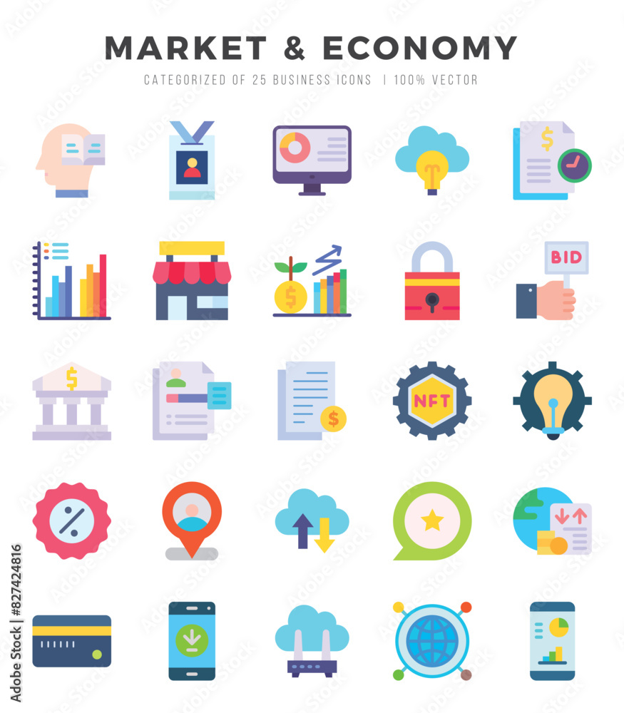 Set of Market & Economy icons. Vector Illustration. Set of Market & Economy icons. Vector Illustration.