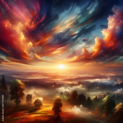 Vibrant Nature Sky Stunning Cloudscapes  Sunset Horizons and Celestial Beauty  High Quality