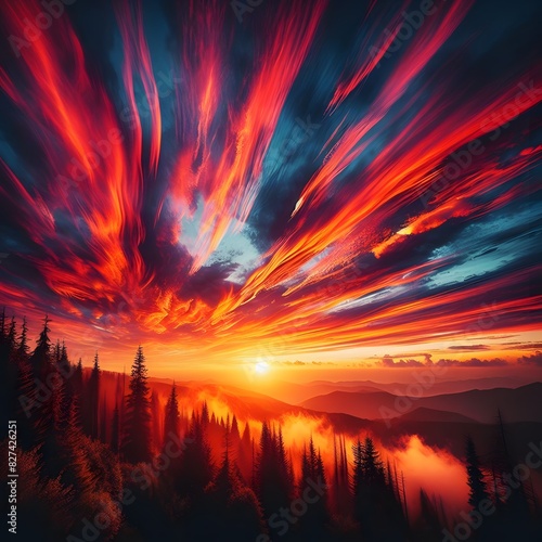 Vibrant Nature Sky Stunning Cloudscapes  Sunset Horizons and Celestial Beauty  High Quality