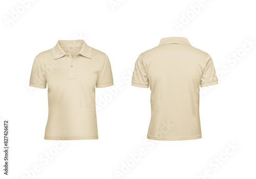 Foto Ultimate Blank Mockup Set for Kids, Cream Polo Shirts with Front and Back Views Transparent Background Template