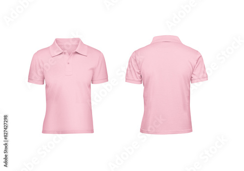 Fotografie Ultimate Blank Mockup Set for Kids, Pink Polo Shirts with Front and Back Views Transparent Background Template