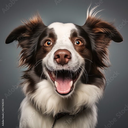Adorable happy dog portrait with expressive eyes and joyful expression, perfect for pet-related content and advertising.