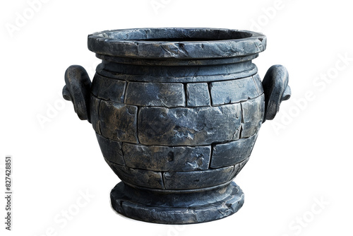 gray stone jar with two handles photo