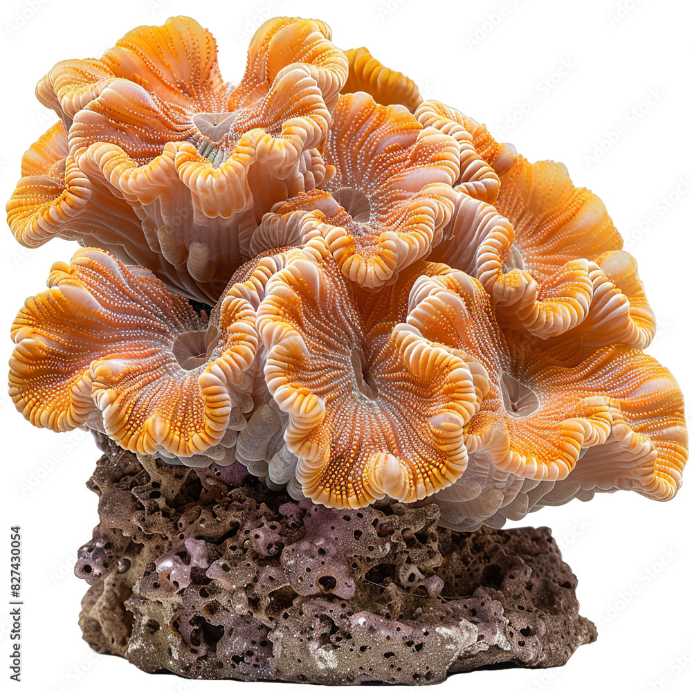 Front view of a Lobophyllia Coral isolated on a white transparent background Front view of a Lobophyllia Coral isolated on a white transparent background