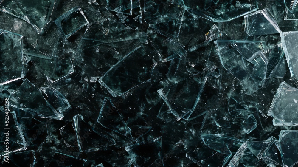 Smashed glass dark background with design space Smashed glass dark background with design space