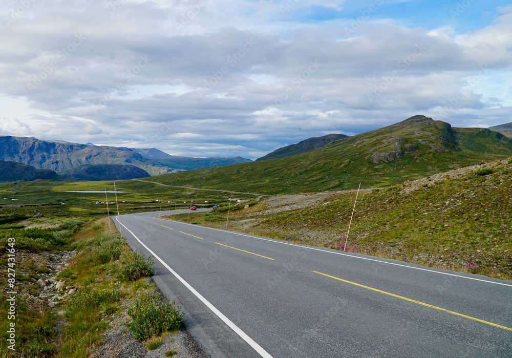 Naklejka premium The Norwegian Scenic Route Valdresflye with view of the Jotunheimen mountain area in the background