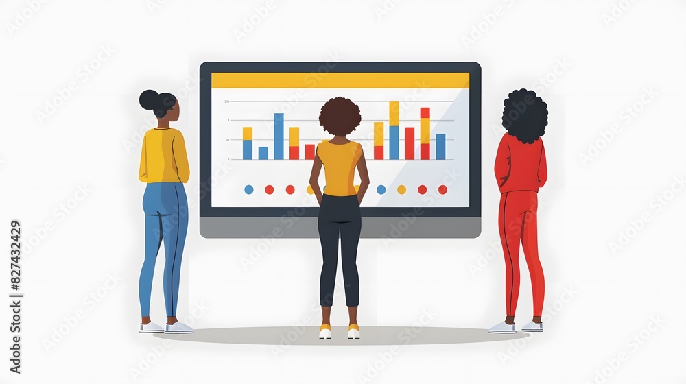 Professional Women Analyzing Business Data on a Large Screen for Strategic Insights and Team Collaboration Professional Women Analyzing Business Data on a Large Screen for Strategic Insights and Team Collaboration