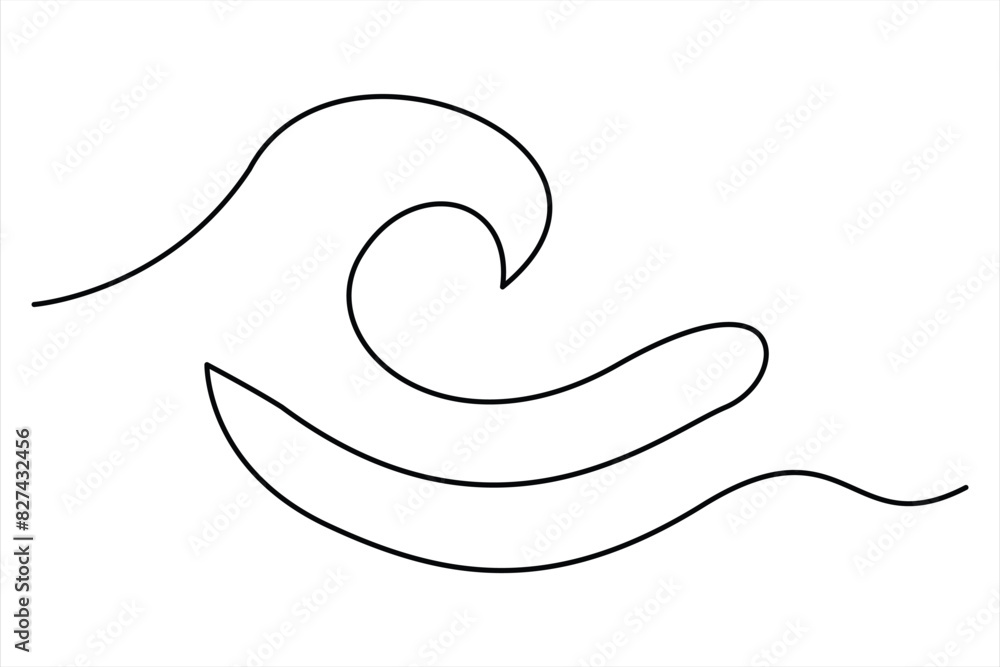 Continuous one line drawing of ocean sea wave outline vector art illustration
Continuous one line drawing of ocean sea wave outline vector art illustration