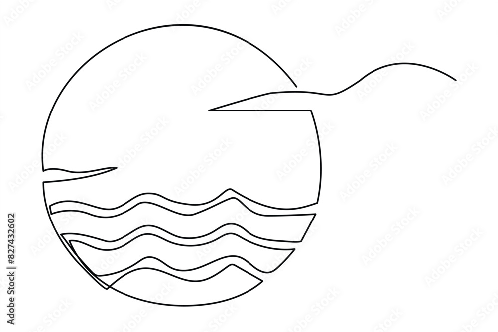 Continuous one line drawing of ocean sea wave outline vector art illustration
Continuous one line drawing of ocean sea wave outline vector art illustration